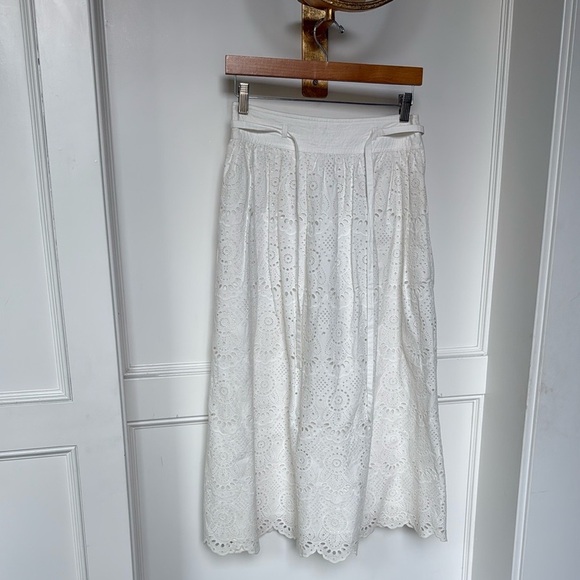 Ulla Johnson The Clarabella Maxi Eyelet Skirt Color Prestine White 100% Cotton 2 - Picture 1 of 14